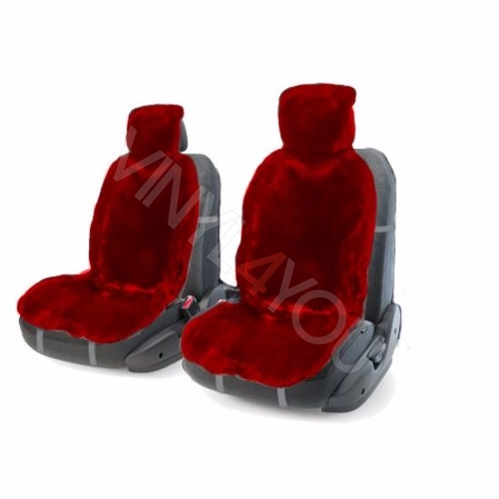 Накидка на сиденье автомобиля из овчины красная